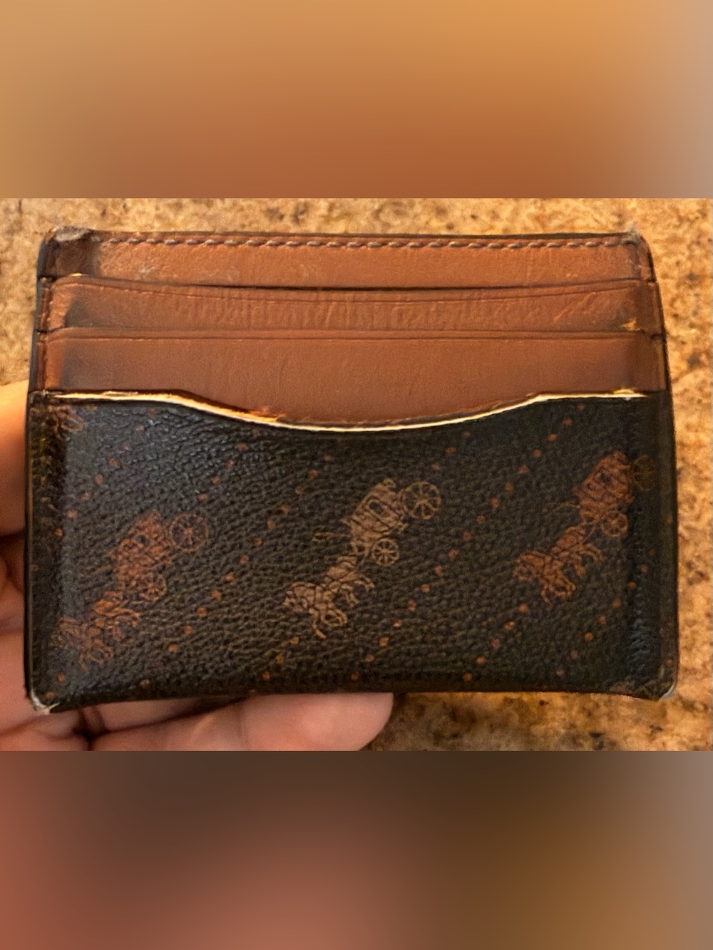Coach Brown Signature Card Case used
